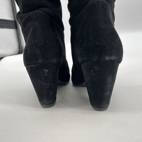 Eileen Fisher Slouched Tall Heeled Boots Women’s Black Suede Women's 9 Classic - Picture 11 of 11
